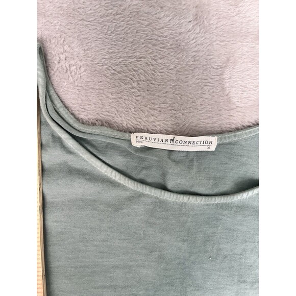 Peruvian Connection Sage Green Pima Knit Playa Shirt Dress Pockets Size XL - Picture 6 of 11